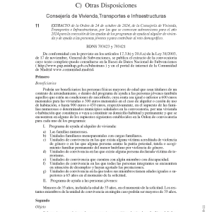Orden de 24 de octubre de 2024, de la Consejería de Vivienda, Transportes e Infraestructuras, por las que se convocan subvenciones para el año 2024 ayudas al alquiler de vivienda 