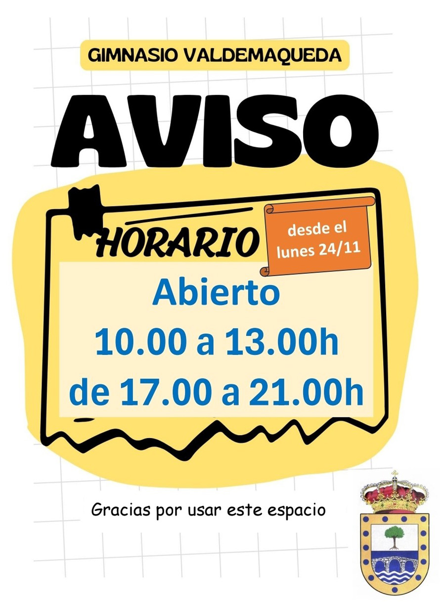 Horario gimnasio Valdemaqueda