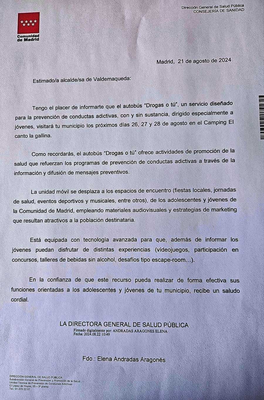 Consejeria Sanidad CM Autobus drogas o tu