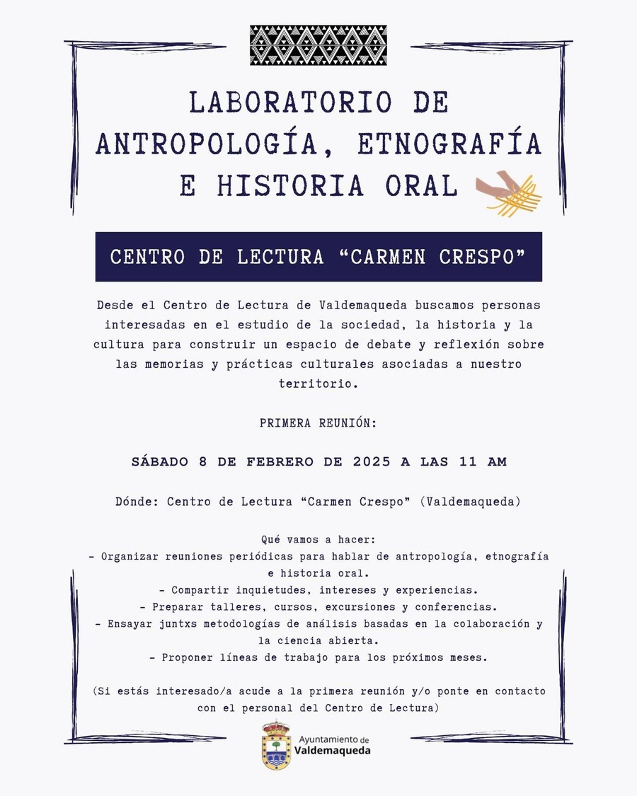 laboratorio de antropologia etnografia e historia oral Valdemaqueda
