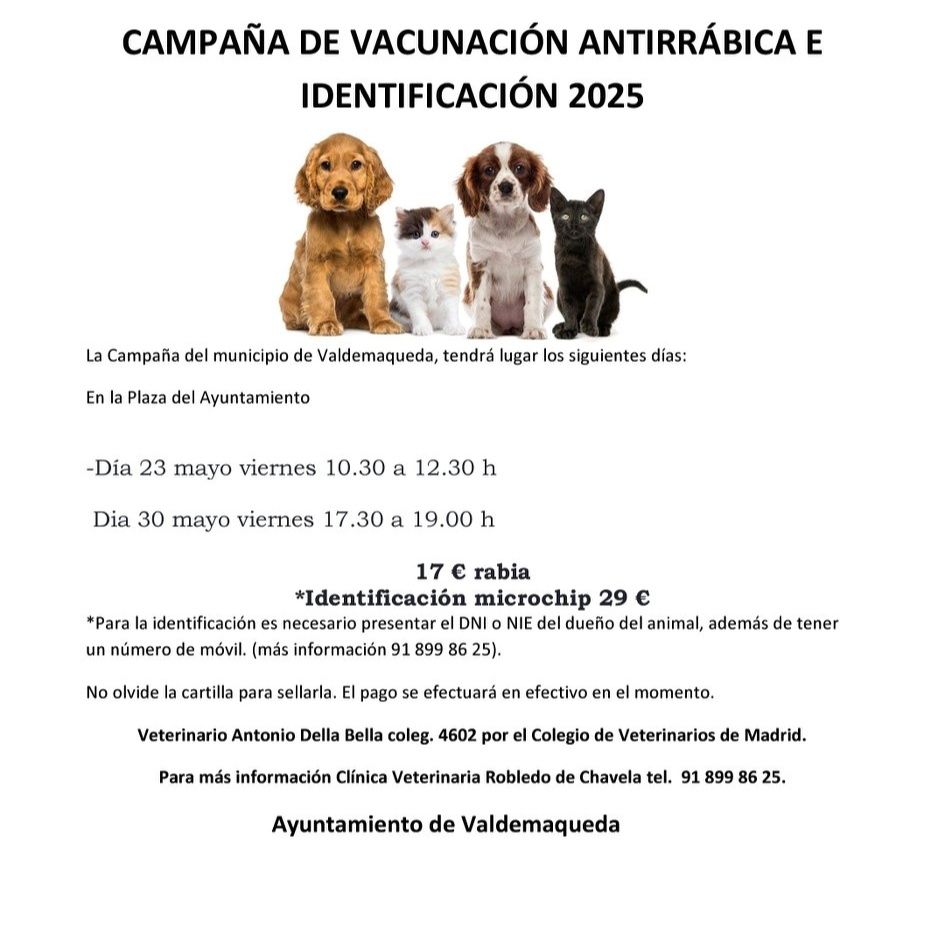 Campaña vacuncacion antirrabica 2025 Valdemaqueda