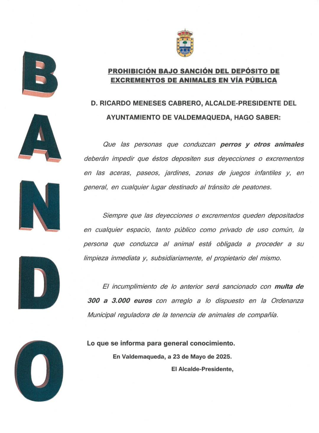 limpieza excrementos en via publica