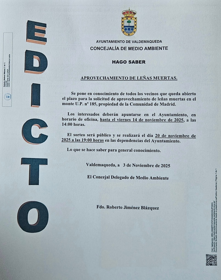 Edicto solicitud leñas muertas