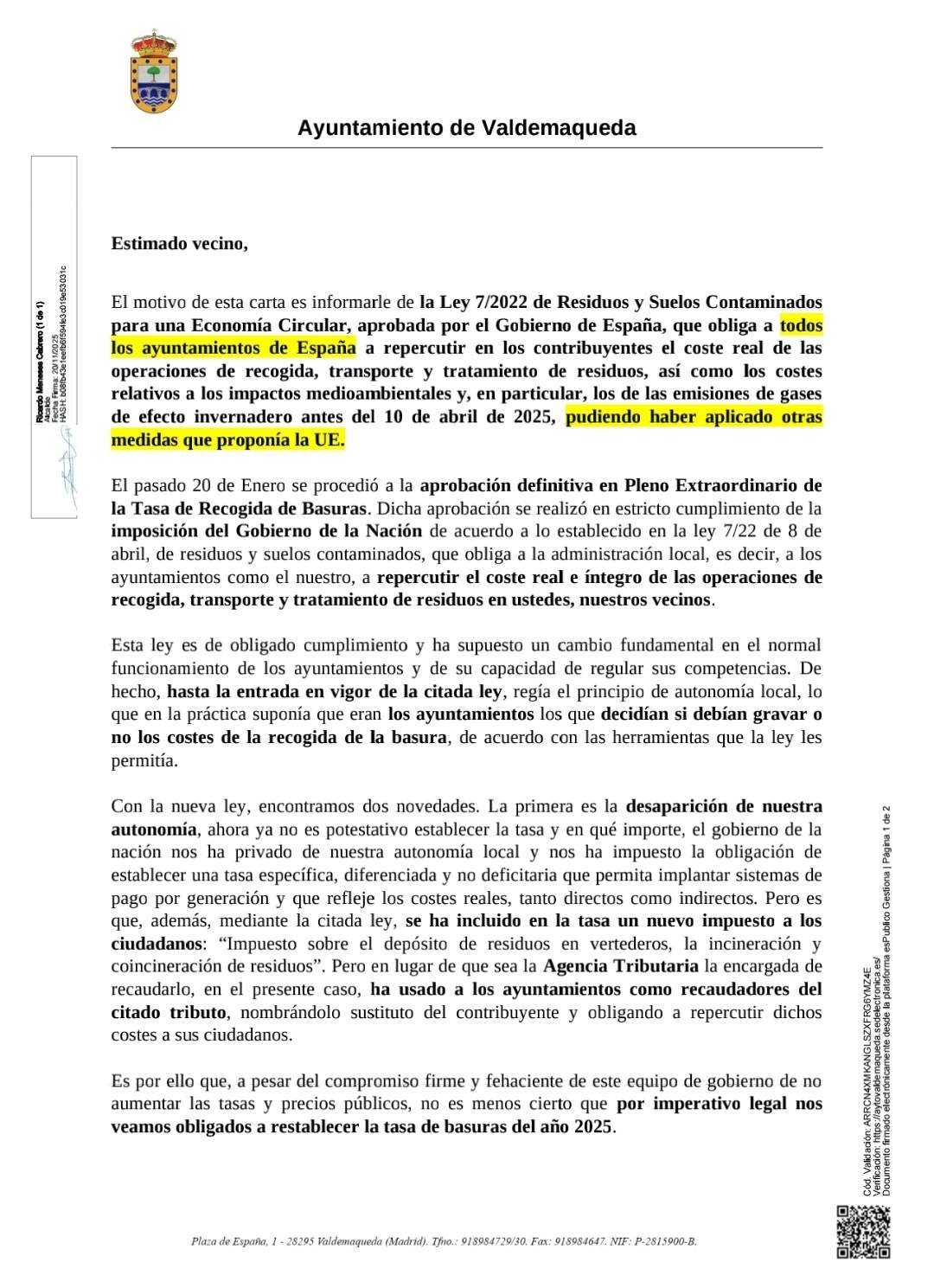 carta tasa basura ayto