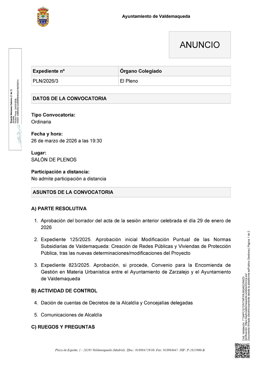 20260127 Comunicación Anuncio de la convocatoria