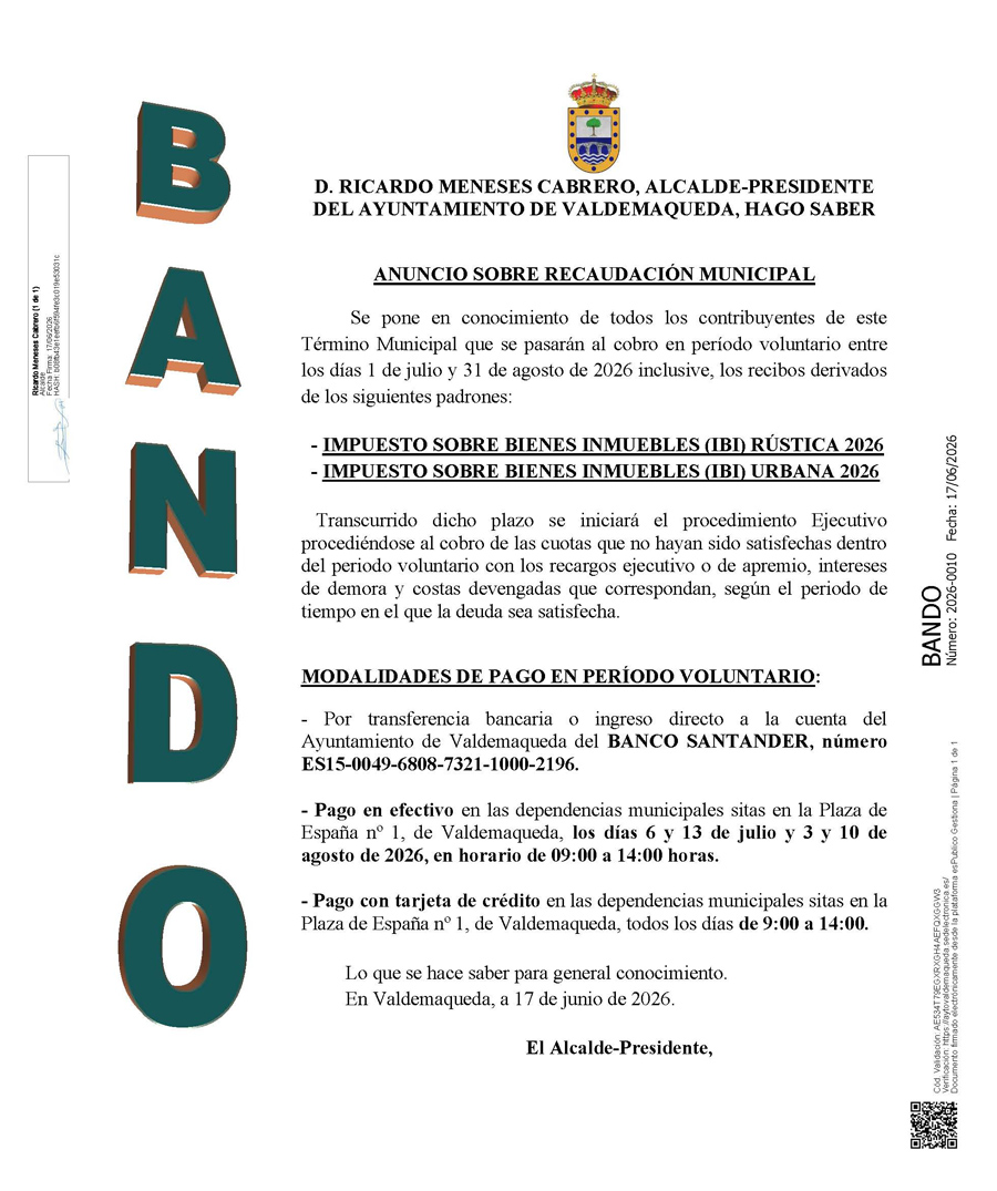 Anuncio recaudacion IBI 2026