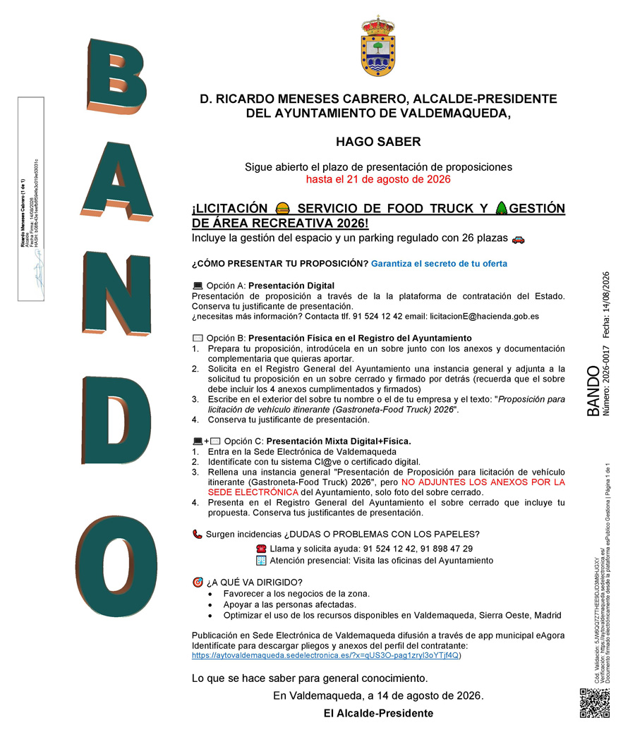 licitacion servicio food track 2026
